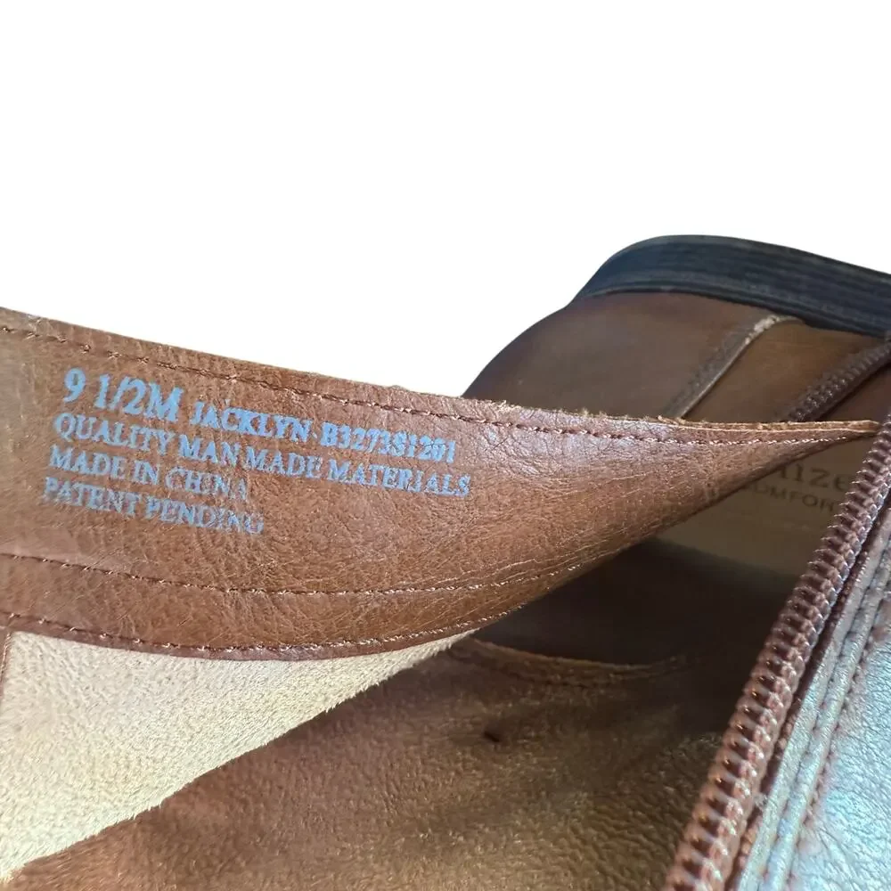 Naturalizer Boots Jacklyn Size 9.5 Tan Zip Ankle